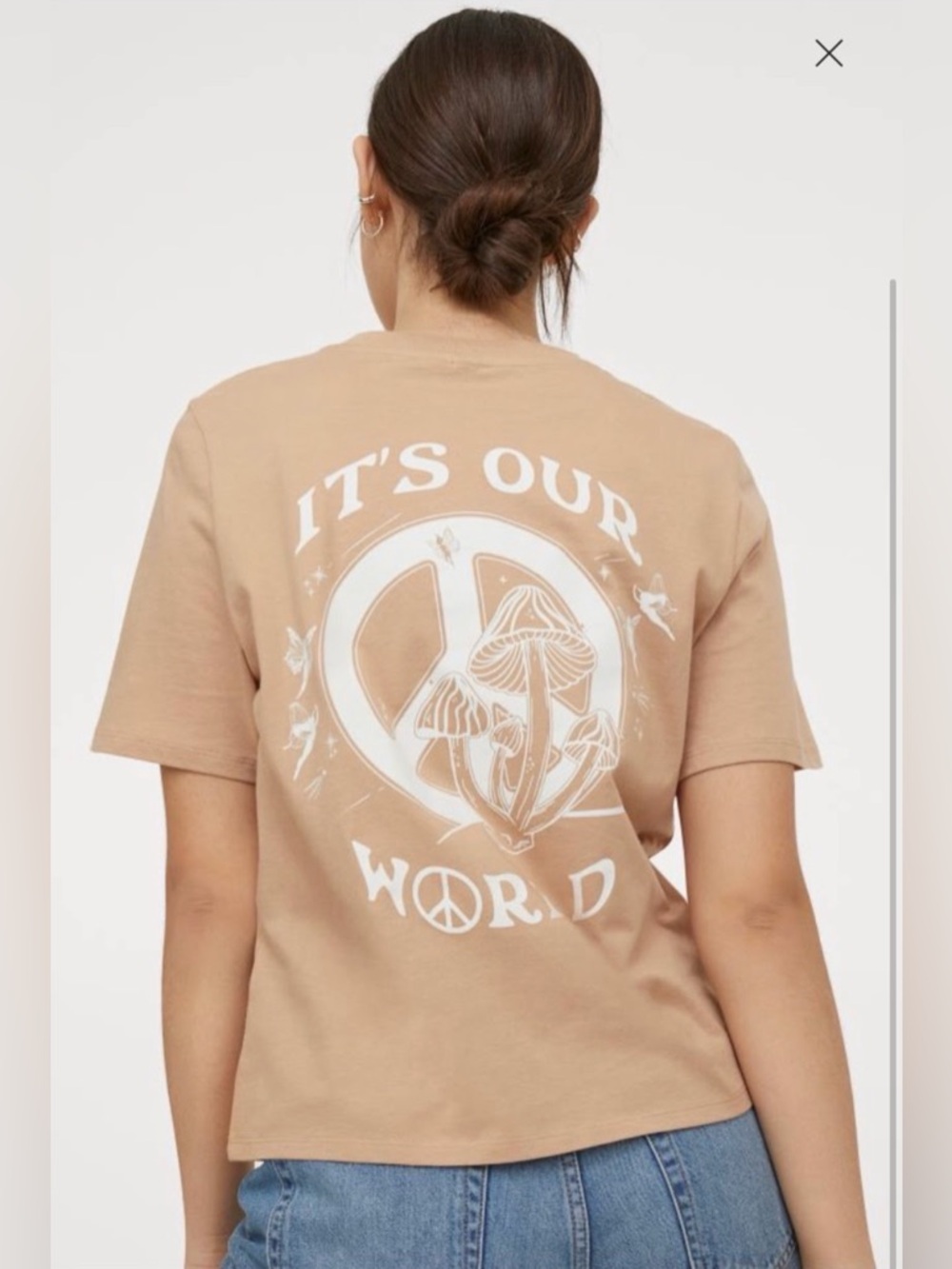 H&M Graphic Tee "It's Our World" in Tan